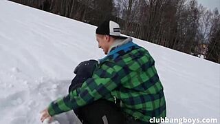 young twinks kissing and fucking bareback after snowboarding