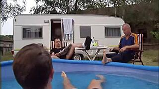 let's talk about this outdoor gay orgy with feet in threesome.