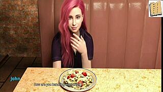 Chatting with gorgeous pink haired milf in erotic anime hentai web session