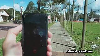 Hot latina chick sucks cock on street!