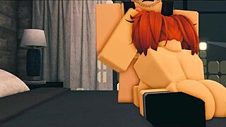 Watch the nerdy ginger slut get fucked in the bedroom on Roblox