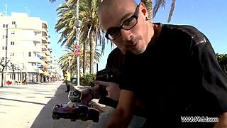 big ass brunette lets stranger fuck her pussy public