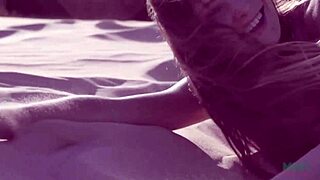 Petite beauty talia mint pleasures herself on a crowded public beach