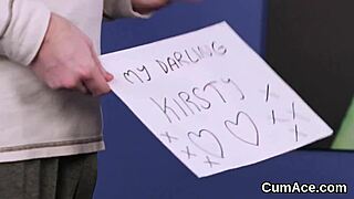 hot honey gets jizz shot on her face eating all the cream