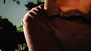 Risky handjob for hot brunette at the bus stop!