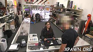 bimbo in store gets wet pussy rammed during game