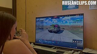 Stepsis Anna Angel blows stepbro then fucks his friend hard