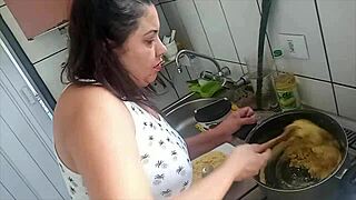 Sarah Rosa Cooks Sexy Banana Farofa in Kitchen
