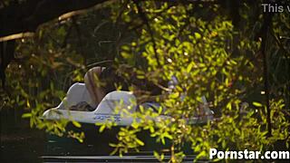 Gorgeous babe enjoys outdoor blowjob and pussy fucking in boots