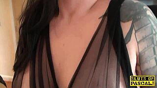 English Slut Choked in Stockings and Lingerie