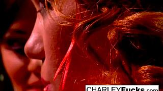 Brunette pornstars Charley Chase and Heather Caroline engage in passionate lesbian sex.