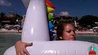 My Husband, Unicorn, and I Play Erotically on Public Beach