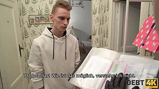 Russian Shopaholic Fucked By Debt Collector In Husband's Presence