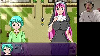 This nun exposes herself for money, promising the rosary in uncensored hentai game action.