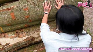 Deutsche Dünne Teen 18+ Bangs Hard Outdoor im Wald