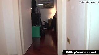 Nasty Italian MILF squirts during intense double penetration