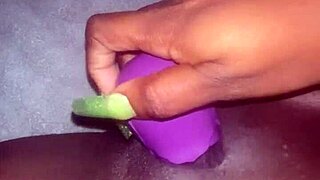 Just Playing with My Favorite Rose Vibrator at Home. Ebony Clit Close-Up Feels So Good!