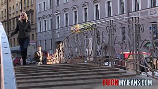 shy blonde european 19yo cutie getting anal fucked in jeans by me