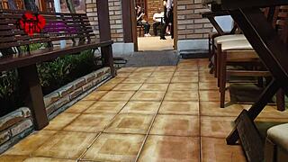 Married woman feels pleasure in motel with husband watching