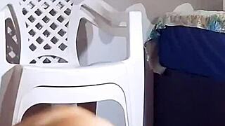 Exhibitionist Undresses In Recording Section With Giant Dildo