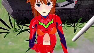 Asuka Langley Soryu gets wild with blowjob and POV fucking in Evangelion