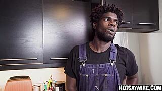 Cute white boy sneaks on a BIG BLACK GUY for a wild ride.