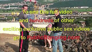 young blonde cutie public sex gng bang threesome with 2 guys with big dicks 😍