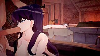 Komi San's hentai adventures feature outdoor anal assfucking in public shops!