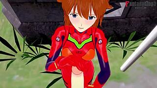 Asuka Langley Soryu gets wild with blowjob and POV fucking in Evangelion