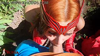 Witch Cosplay Gets Outdoor Fucking and Cum in Mouth