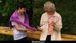 Boyfun Twink Feels Intense Pleasure In Outdoor Blowjob And Bareback Fuck