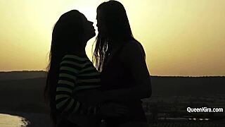 Busty Russian pornstar Kira Queen in hot lesbian action. Sexy brunette joins for outdoor fun! 🔥