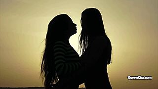 Busty Russian pornstar Kira Queen in hot lesbian action. Sexy brunette joins for outdoor fun! 🔥