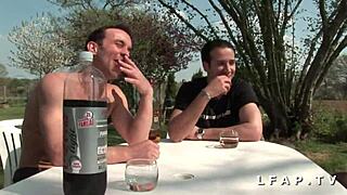 French Milf Gets Ass Fucked, Fisted, and Double Penetrated in the Garden