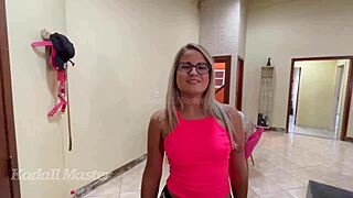 Naughty Blonde Gives To Friends While Cuckold Watches Boldly