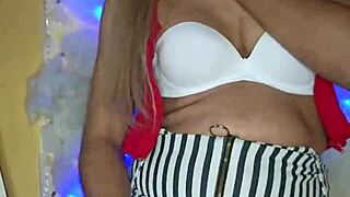 beautiful transsexual in makeup teases with crossdressing allure