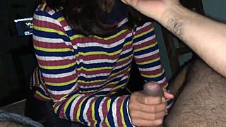 blindfolded argentinian milf sucks cock like a slut