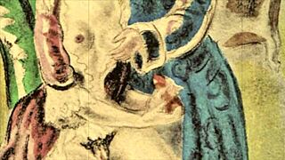 vintage erotic illustration depicts passionate scenes