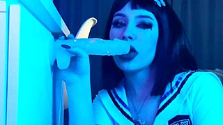 Stunning Student in Costume Sucks Rubber Dick and Pounds Her Pussy - Peachgardens