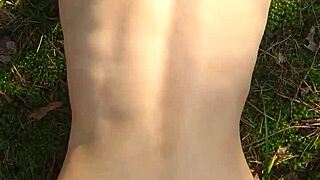 perfect body girl feels cum on her ass outdoor.