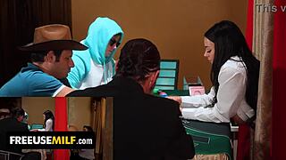 A busty MILF croupier and let experience the wild game of freeuse!