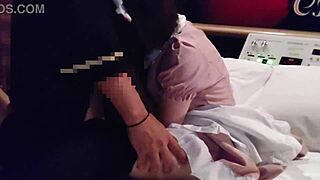 Japanese waitress serves erotic blowjob in bed!