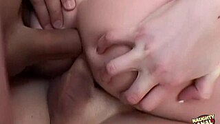 After Shower, Blonde Babe Takes Two Cocks in Mouth and Ass 😍