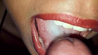 Latina cutie sucks cock for cumshot compilation.