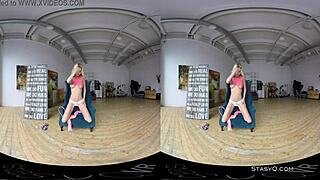 Lovely blonde amateur rips clothes while stripping in VR 😘