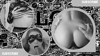 Big girl in dress and stockings gets cum on pussy