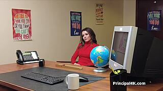 i'm this milf in lingerie seducin' the head teacher at his office with my big cock. wait, no, his!