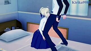 Saber and Rin Tohsaka and Shirou Emiya in intense sex - Fate Stay Night Hentai