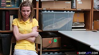 Russian Slender Shoplifting Teen 18+ Gets Punished with Hard Office Fuck.