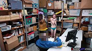 Russian Slender Shoplifting Teen 18+ Gets Punished with Hard Office Fuck.
